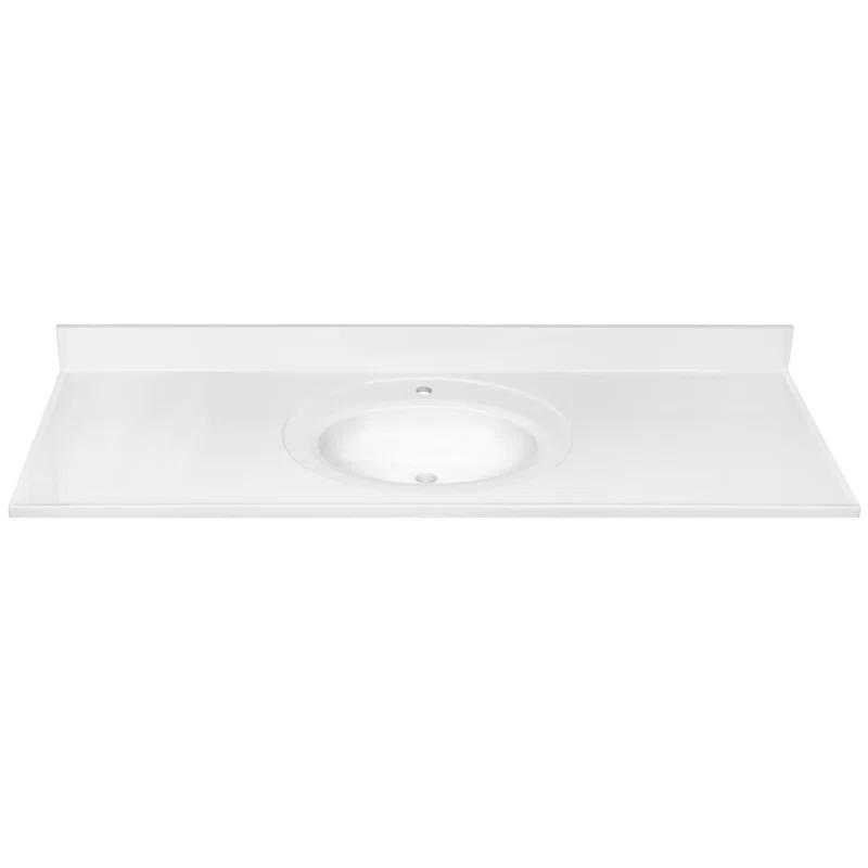 61 Inch Cultured Marble Vanity Top with Backsplash, Improved Package, White
