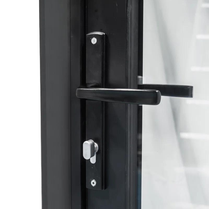 KaMic KaMic 96" inch - 3 Panels Glass Aluminum Folding Door In Black