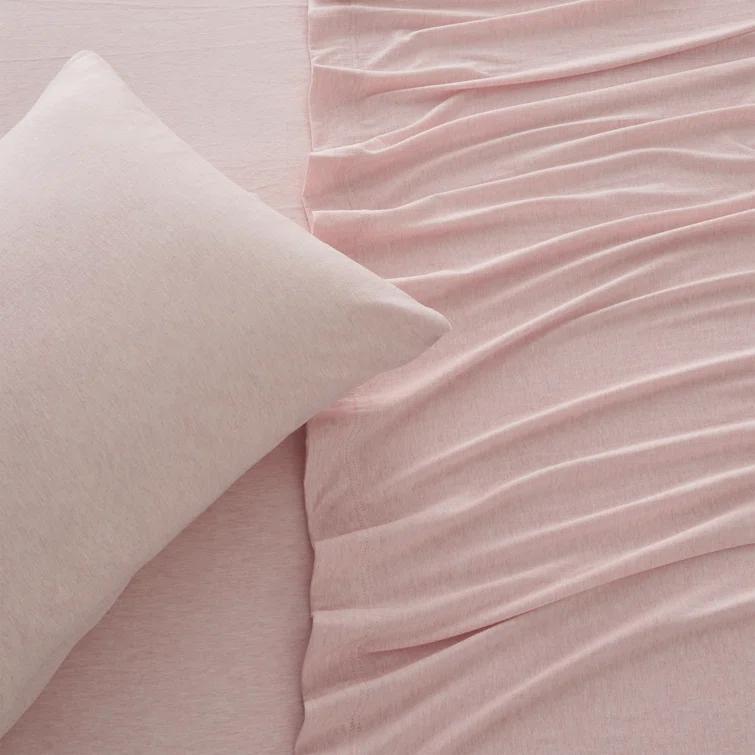 FreshFolds Ultra-Soft Cotton Heathered Melange Jersey Knit Sheet Set