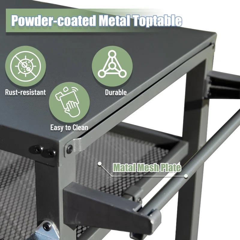 GZMWON 3-Shelf Outdoor Grill Table, Grill Cart Outdoor With Wheels, Pizza Oven Table And Food Prep Table, Blackstone Table Grill Stand  Blackstone Griddle  Outside BBQ