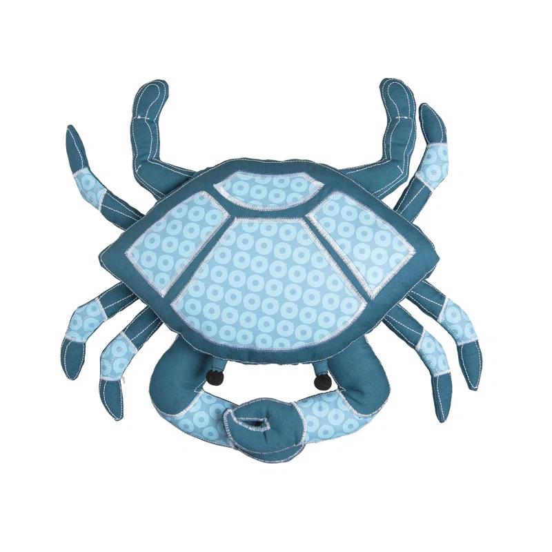C&F Home 15" X 3.5" Crab Shaped Applique and Embelishe Throw Pillow
