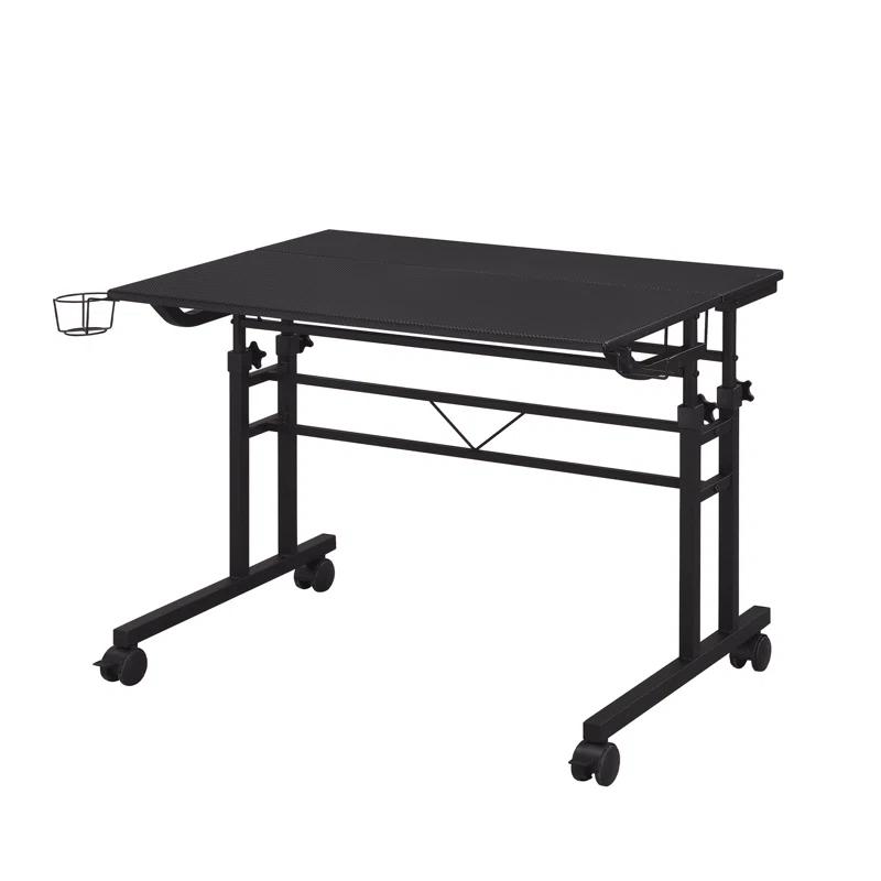 Inbox Zero Mobili Rolling Writing Desk – Height Adjustable with Moveable Shelf & Locking Wheels