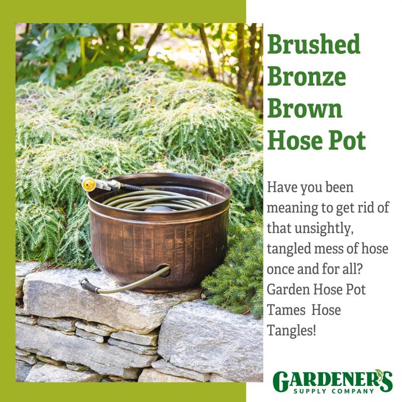Gardener's Supply Company Brushed Bronze Garden Hose Pot