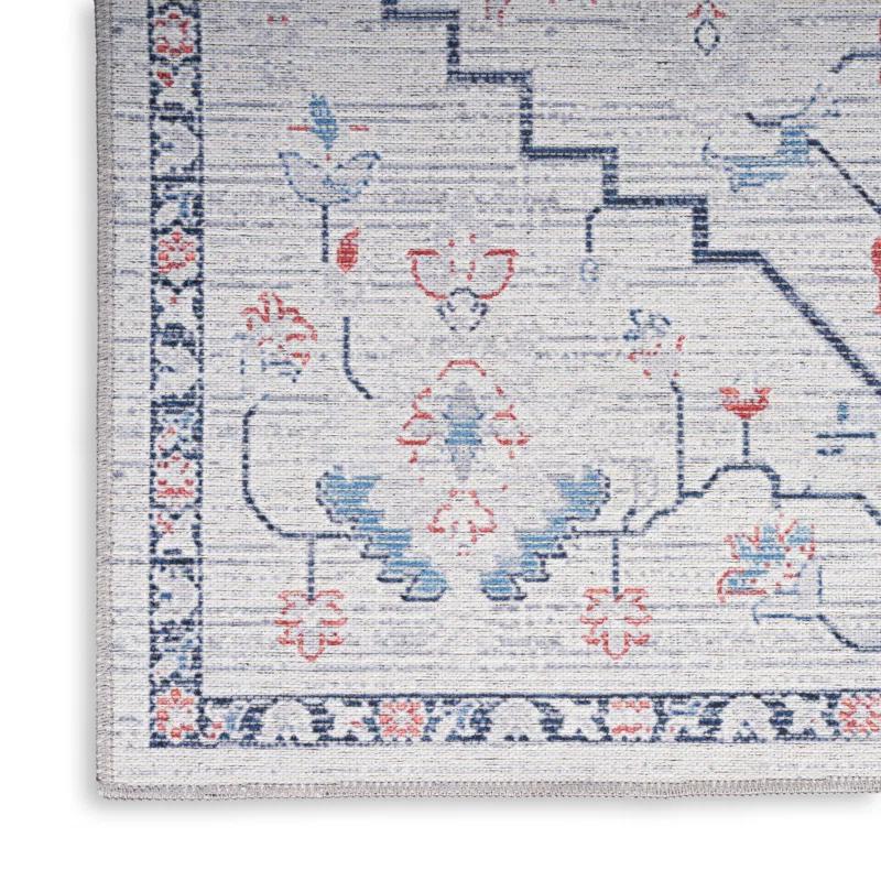 Bungalow Rose Oriental Machine Washable Area Rug in Gray