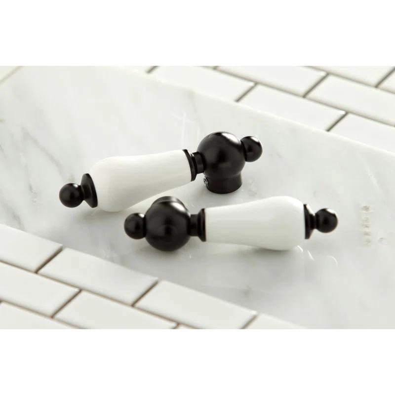 Kingston Brass Heritage Two-Handle 3-Hole Deck Mount 4" Centerset Bathroom Faucet with Plastic Pop-Up