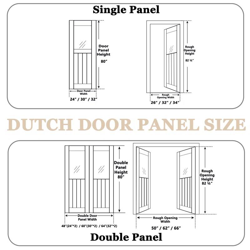 CHIC MODE Interior Dutch Door - Half Frosted Glass Split Door Slab, Modern Style Farmhouse Closet Door, Natural Pine Wood(Not Include Door Hinges)
