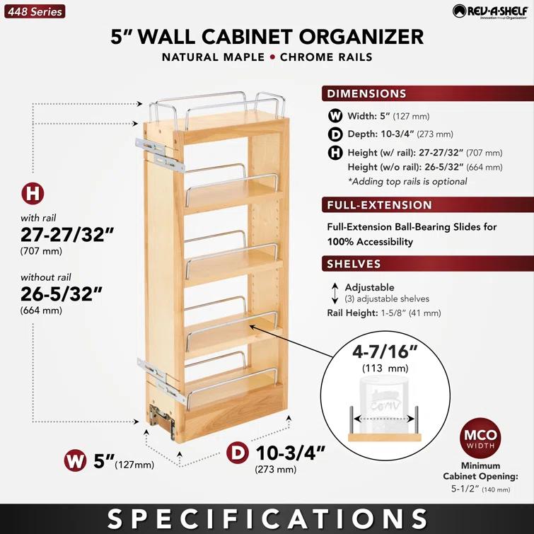Rev-A-Shelf Rev-A-Shelf Pullout Wall Kitchen Cabinet Organizer Storage Rack