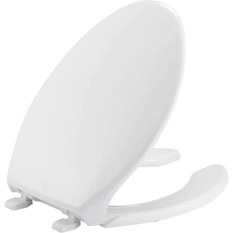 Bemis 7B1950 000 BEMIS 1950 Commercial Heavy Duty Open Front Toilet Seat with Cover, ELONGATED, Plastic, White