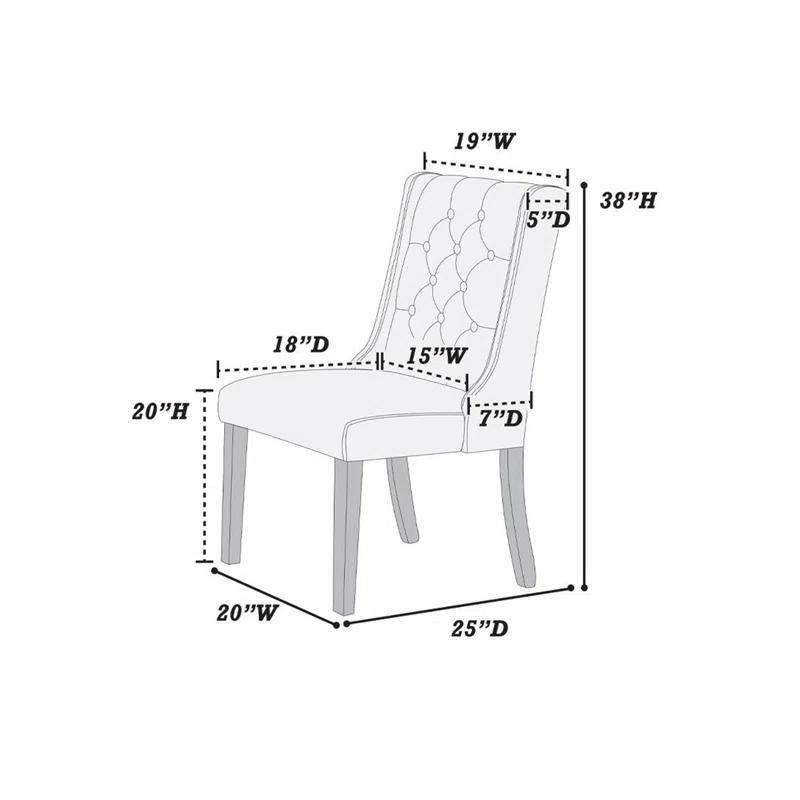 Bloomsbury Market Darin Modern Fabric / Polyfiber Ash Tufted Set Of 2 Chairs Dining Seat Chair Rubber Wood MDF Kitchen Dining Room Wingback Design
