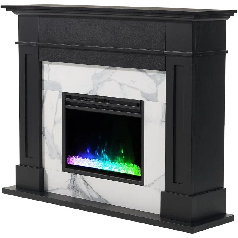 Cambridge Cambridge Sofia 53-in. Electric Fireplace Mantel in with Black Marble Inlay and Crystal Rocks