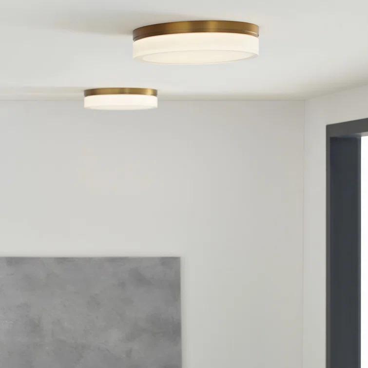 Satin Nickel Elegance LED Flush Mount with Pressed Glass Shade