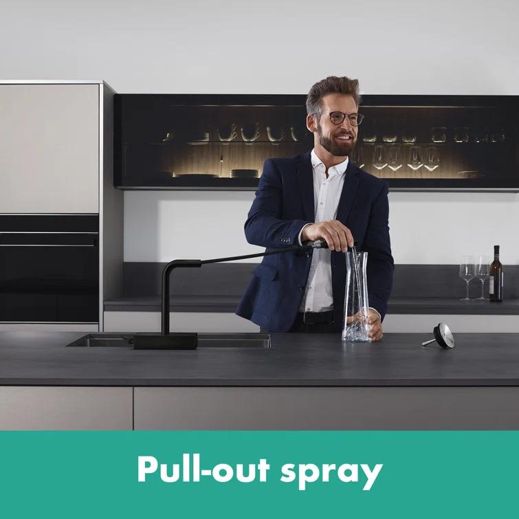 Hansgrohe Aquno Select Kitchen Faucet with L-Shape 2-Spray Pull-Out Spout with sBox, 1.75 73830671