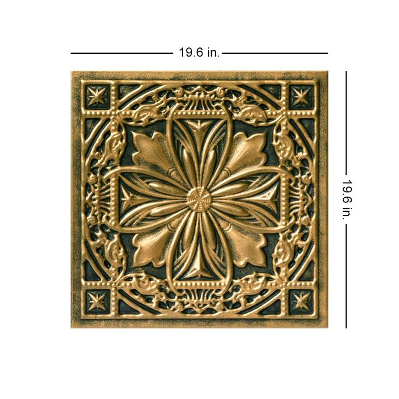 A La Maison Ceilings Lucas's Shield 19.63'' L x 19.63'' W Textured Polystyrene Glue Up Ceiling Tile (Set of 96)