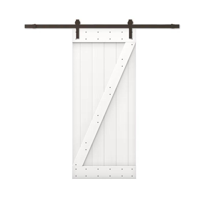 TMS 34'' x 84'' Solid Wood Paneled Painted with Installation Hardware Kit Barn Door