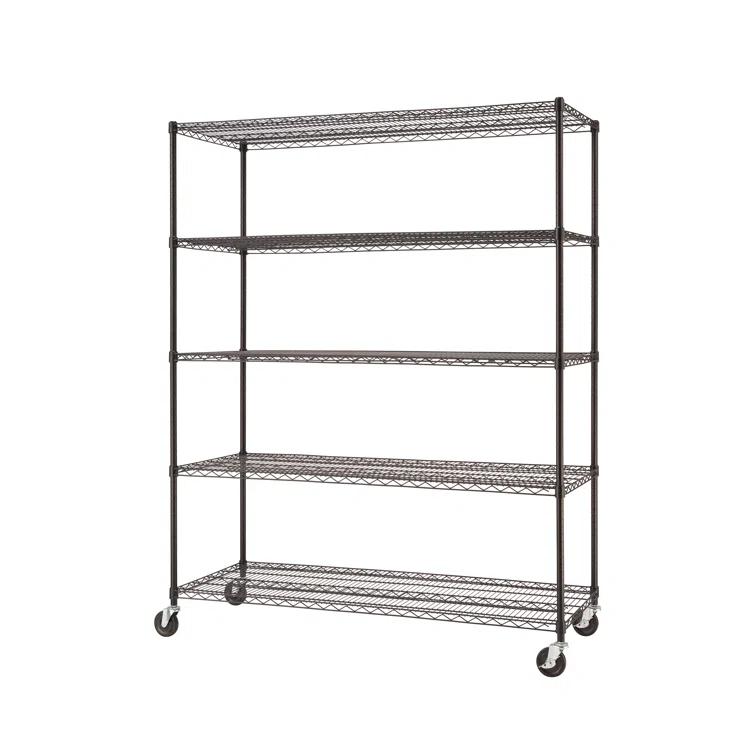 Trinity TRINITY EcoStorage 5-Tier NSF Rolling Steel Wire Shelving Unit w/ Wheels (60 in. W x 24 in. D)
