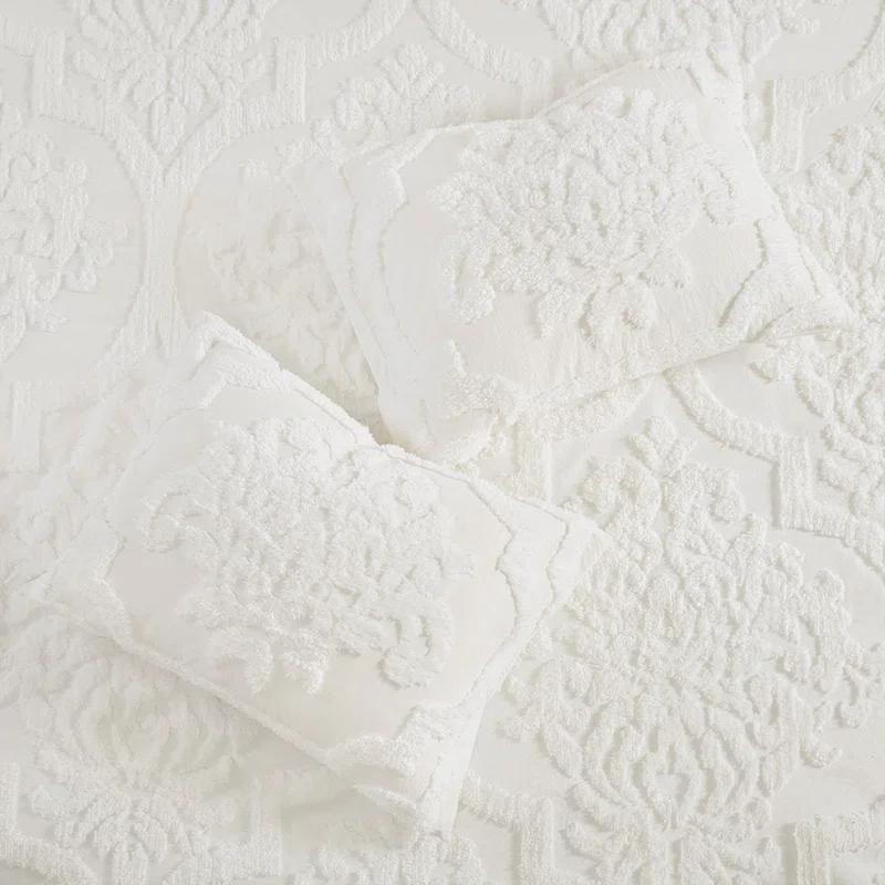 Madison Park Viola Tufted Cotton Chenille Damask 3 Piece Comforter Set