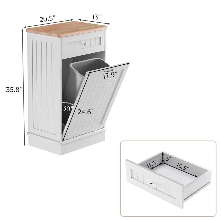 Aeloxis Havant Tilt Out Trash Cabinet 10 Gallon Wooden Free Standing (Not include trash can)