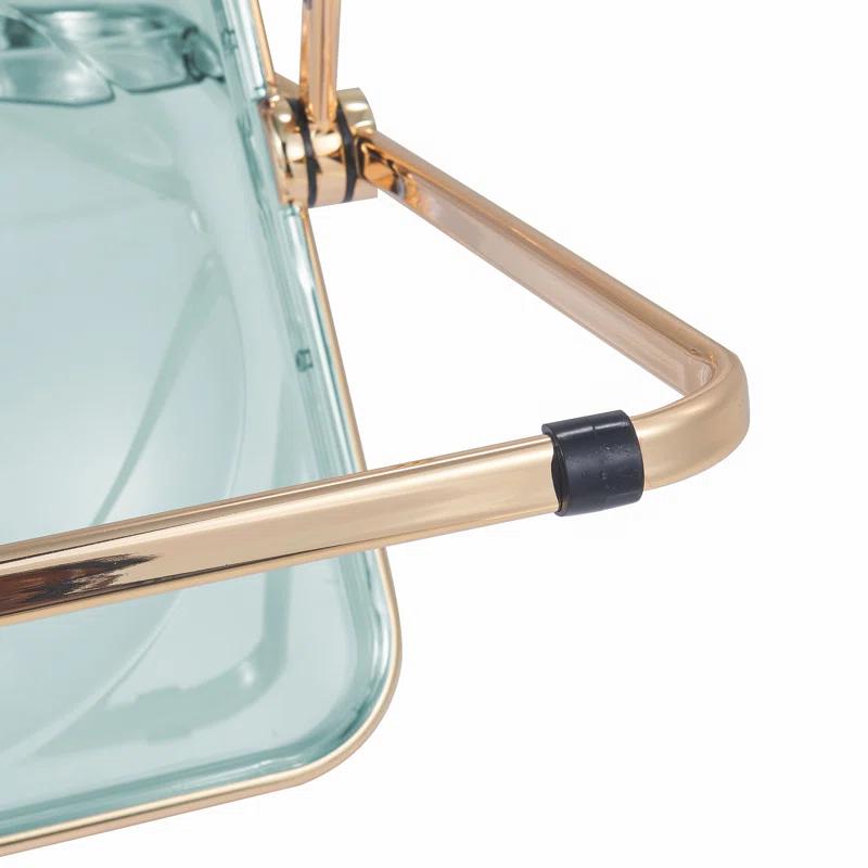 LeisureMod Lawrence Acrylic Folding Chair Stackable Dining Side Chair Chrome Frame Accent Chair (Set of 2)