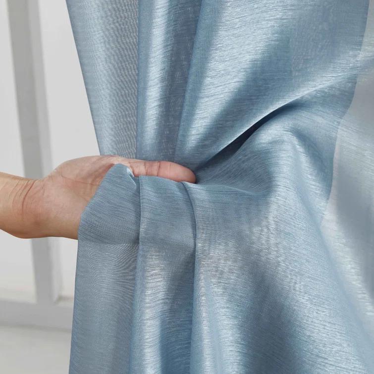 Ebern Designs Lauren Polyester Semi Sheer Curtain Pair (Set of 2)