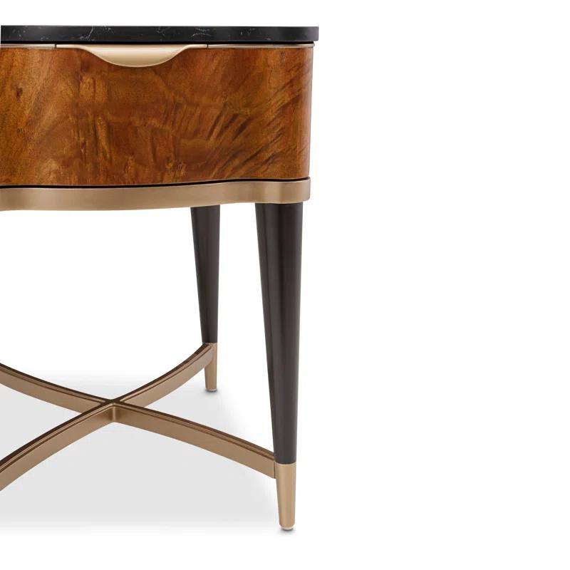 Michael Amini Malibu Crest Marble Top End Table with Storage