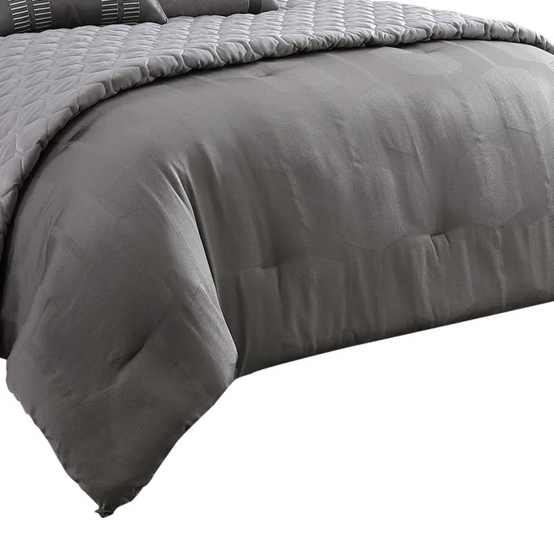 Benjara Gray Microfiber 10 Piece Comforter Set