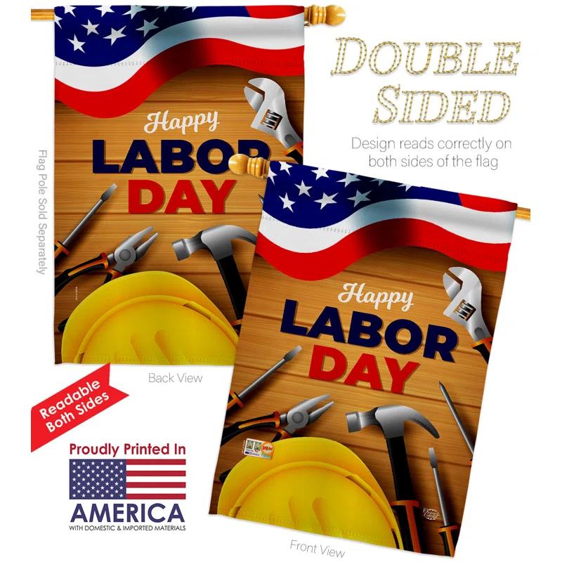 Ornament Collection Double Sided 40'' H x 28'' W Polyester Independence Day Flag Set