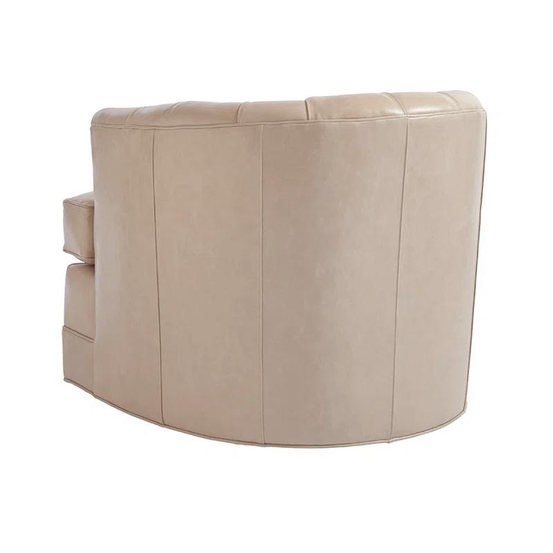 Barclay Butera Upholstery Leather Swivel Barrel Chair