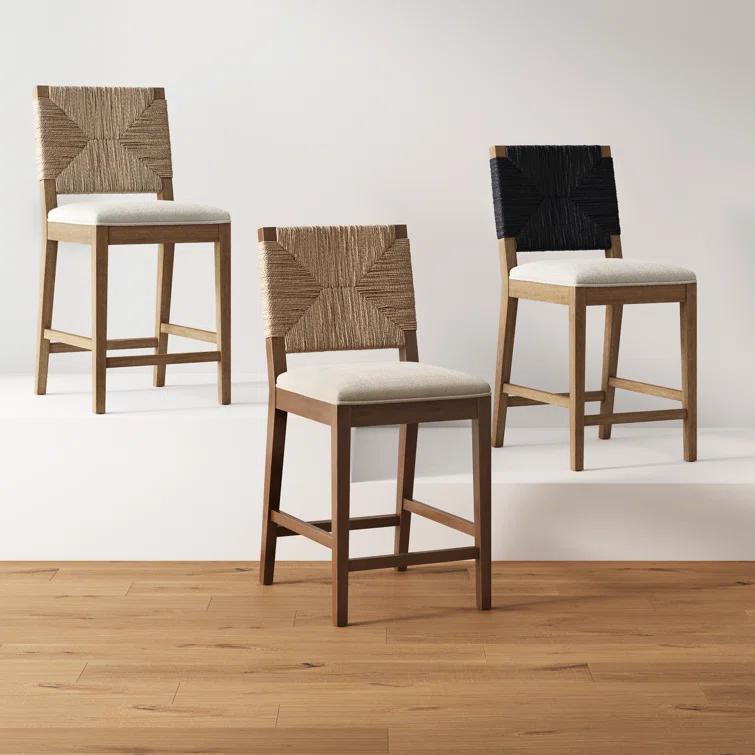 Nathan James Beacon Upholstered Counter Stool with Solid Wood Frame