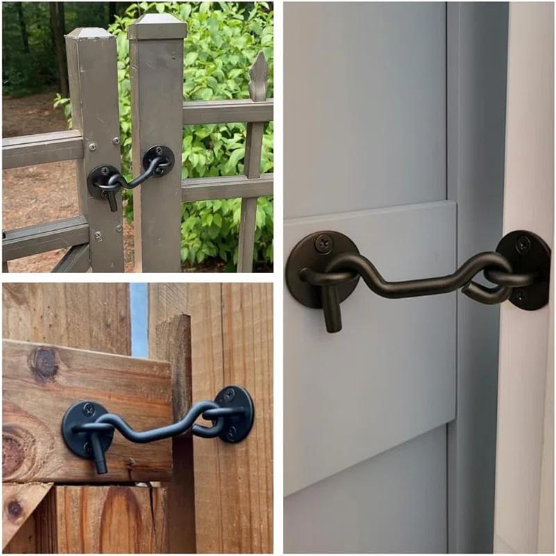 MAXAYA 4” Privacy Hook And Eye Gate Latch Easy Lock For Barn Door, Blac...