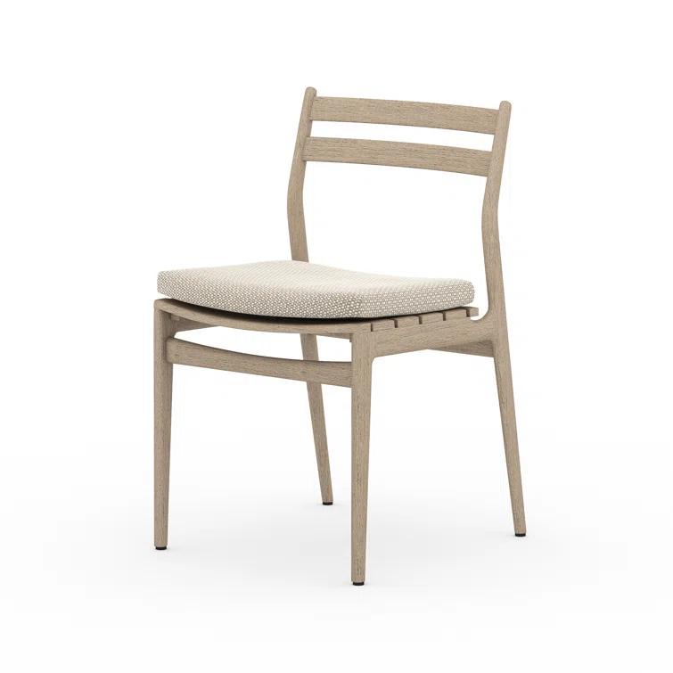 Contemporary Charcoal Teak Side Chair with UV-Resistant Cushion