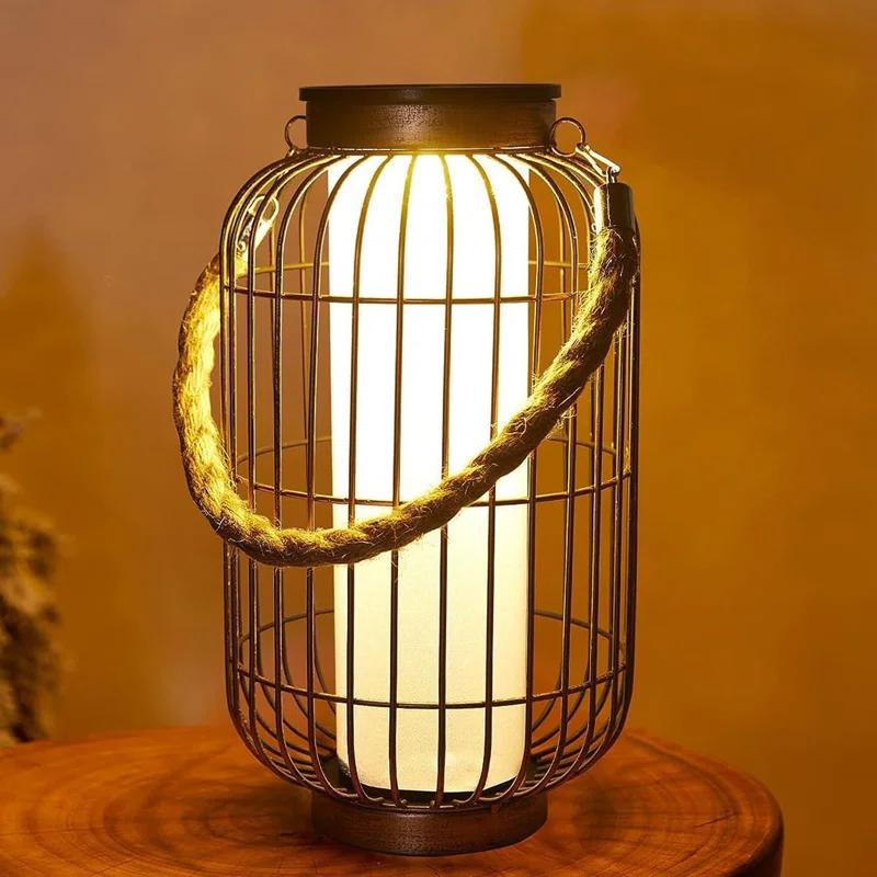 pearlstar "14.1'' Large Outdoor Solar Lanterns Hanging Light Waterproof LED Garden Lights  Retro Bronze Metal Lamp"