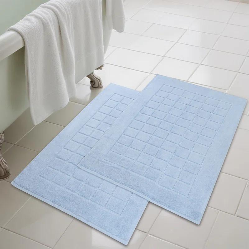 Superior Nora Cotton Terry Solid Absorbent Thick Checkered Washable Bath Mat Set Of 2 | AllModern