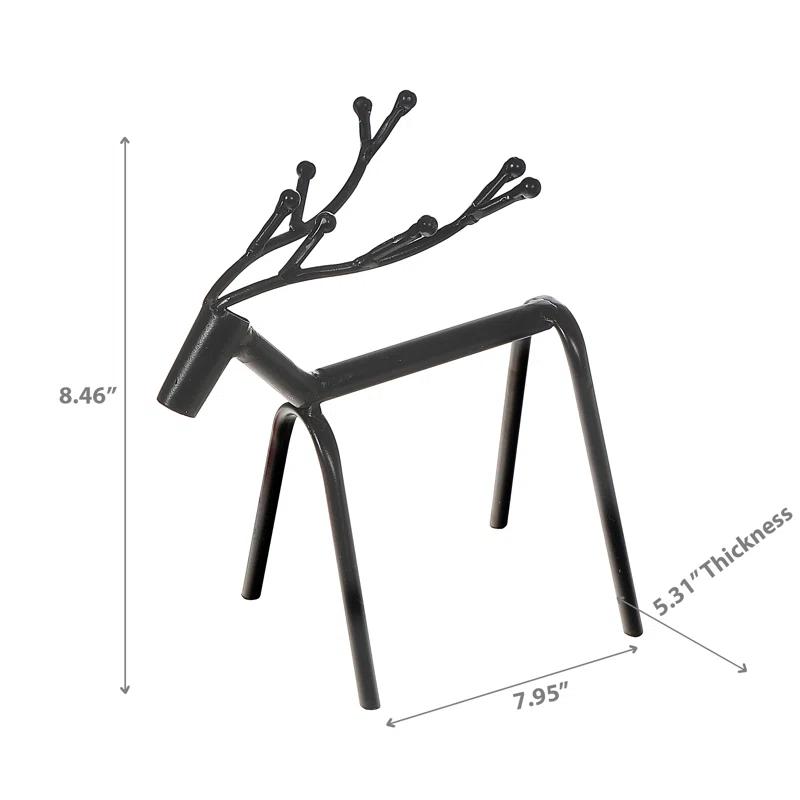 iH casadécor Black Metal Standing Deer Berry Antlers