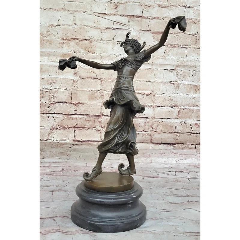 Rosdorf Park Hetal Art Deco Bronze Performer Dancer Girl By Colinet On Marble Base