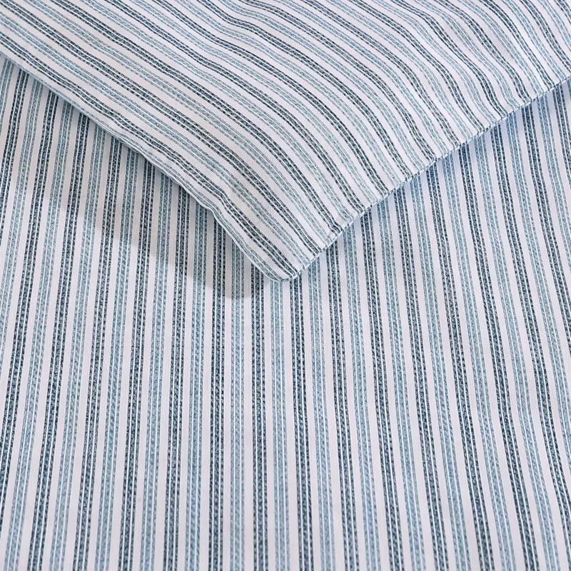Eddie Bauer Eddie Bauer Ticking Stripe Navy Cotton Percale Duvet Cover Set