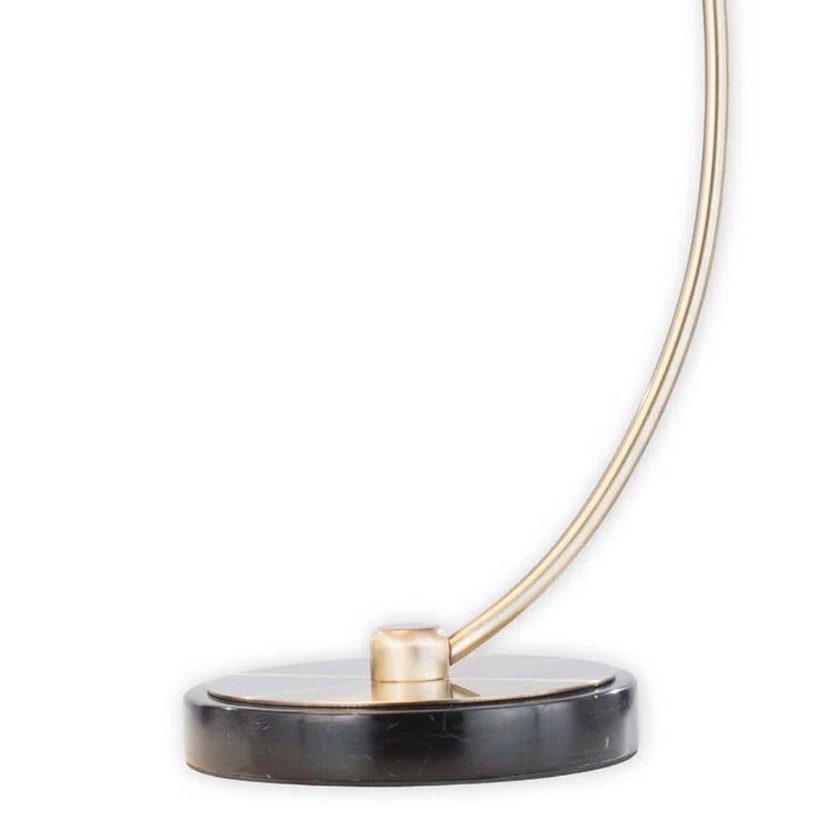 Luna Bella Table Lamp - 28", Weathered Brass, Matte White/Gold Leaf Shade, Marble Base, Dimmer Switch