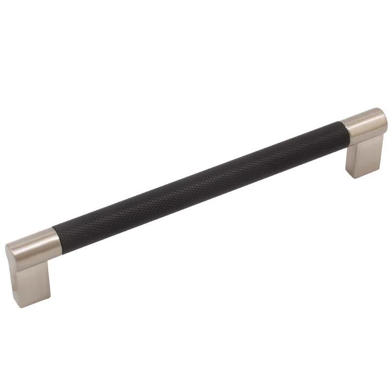 Urban Cabinet Pull, 160 Millimeters, Matte Black with Satin Nickel Ends by Stone Harbor Hardware