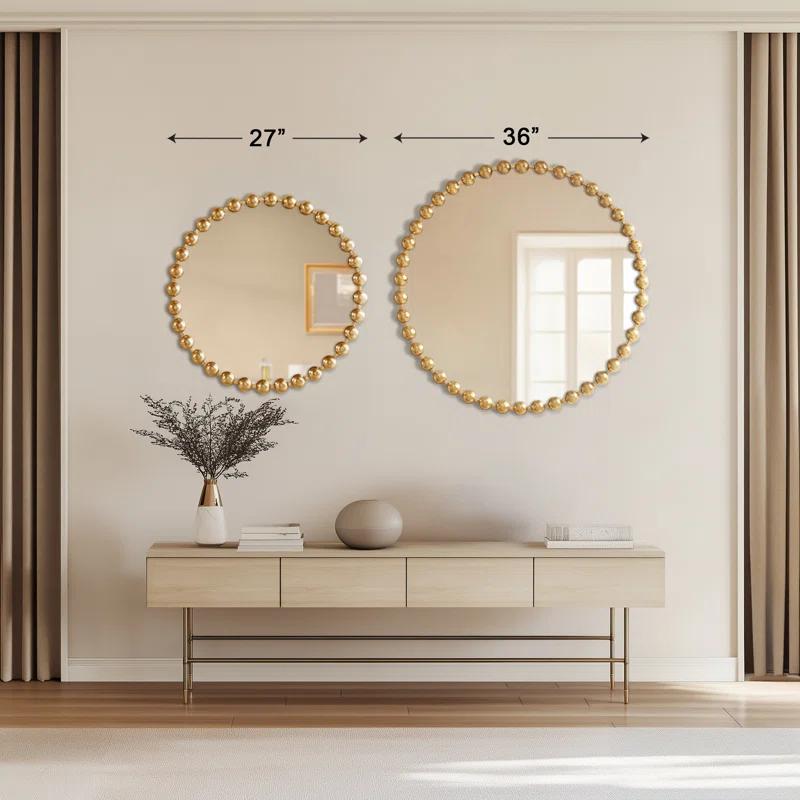 Marlowe Beaded Round Metal Wall Mirror