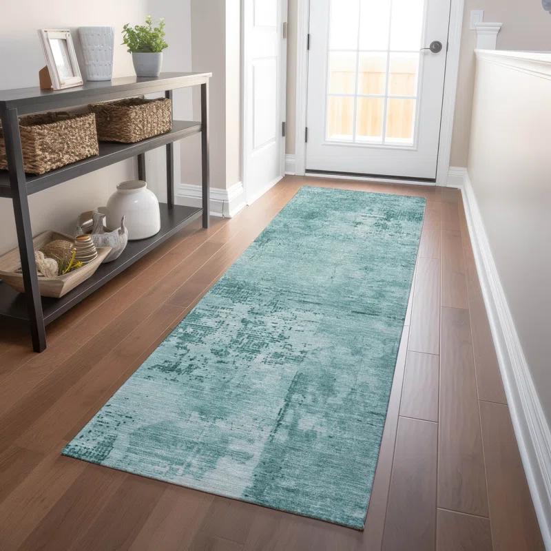 Machine Washable Indoor/Outdoor Chayden ACN1062 Teal Rug