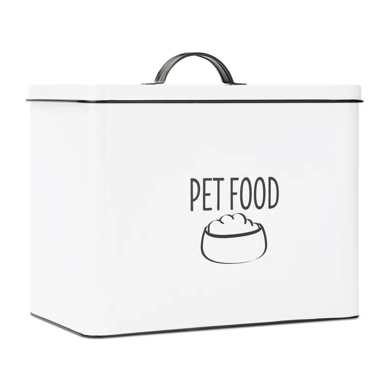 Outshine Co Outshine White Farmhouse Dog Food Bin Storage Container Cute Pet Food And Treat Canister With Lid & Reviews | Wayfair