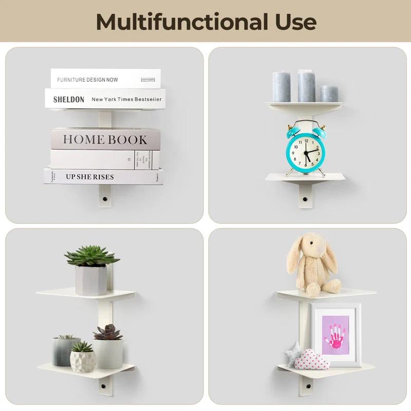 Invisible Floating Bookshelf For Wall Mounted, 4 Tier Vertical Spine Book Tower, 2 Pack White