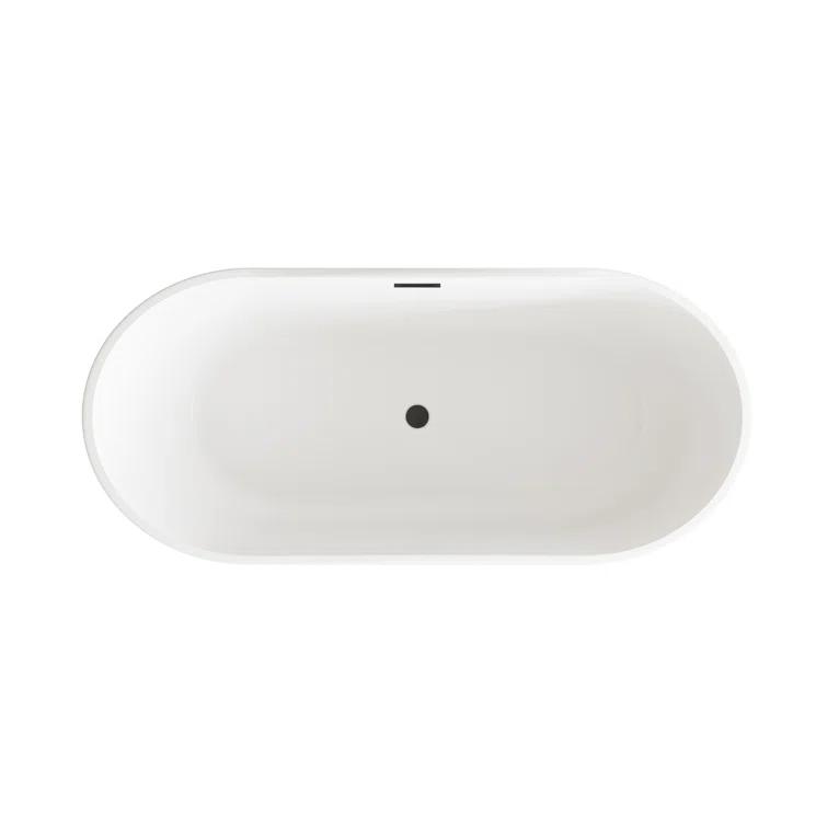 Living District 67 Inch Bathtub in Glossy White with Trim BT30167GW-MBK