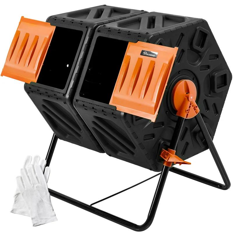 YITAHOME 34 Gal. Large Outdoor Dual Chamber Tumbler Composter