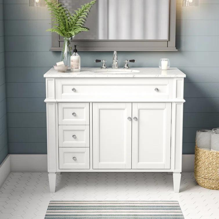 Rivers 40" Free-Standing Single Bathroom Vanity Set with Marble Vanity Top