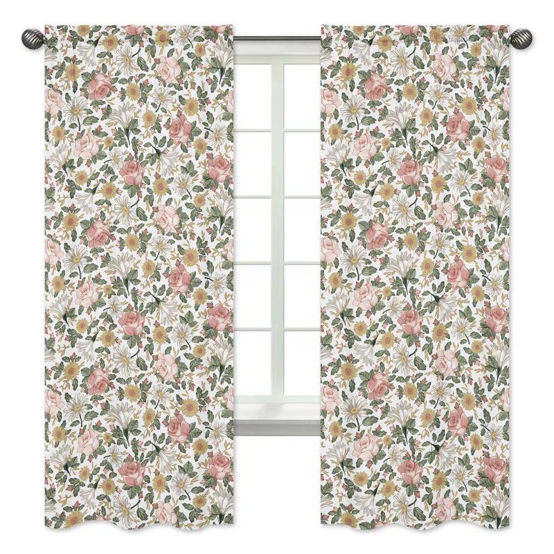 Sweet Jojo Designs Vintage Floral Semi-Sheer Rod Pocket Curtain Panels (Set of 2)