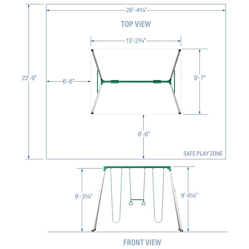 Backyard Discovery Backyard Discovery Big Brutus Galvanized Steel A-Frame Swing Set with Two Belt Swings and One Trapeze Bar