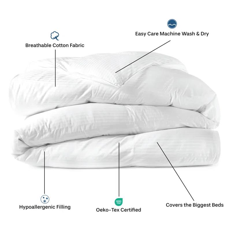 Downlite Colossal King Oversized 120" x 120" King Down Alternative Comforter - White Color