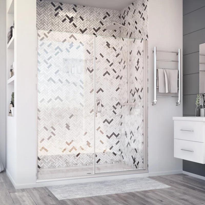 Distinctive Elite 58.06" W x 71.38" H Hinged Semi-Frameless Shower Door