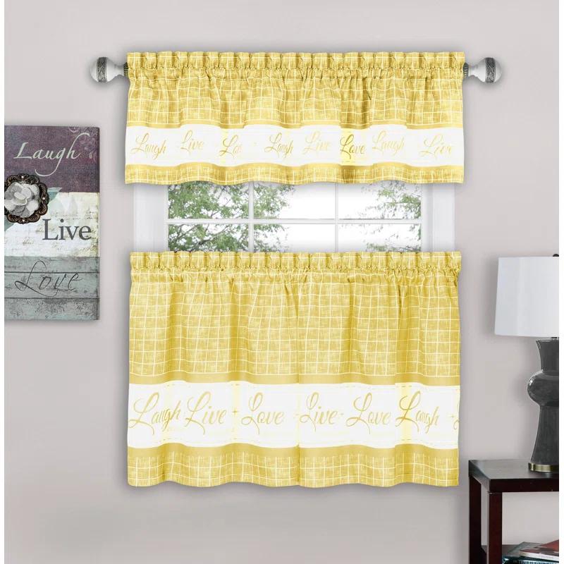 Gracie Oaks Arad Geometric Tailored 58'' W Window Curtain Tier And Valance