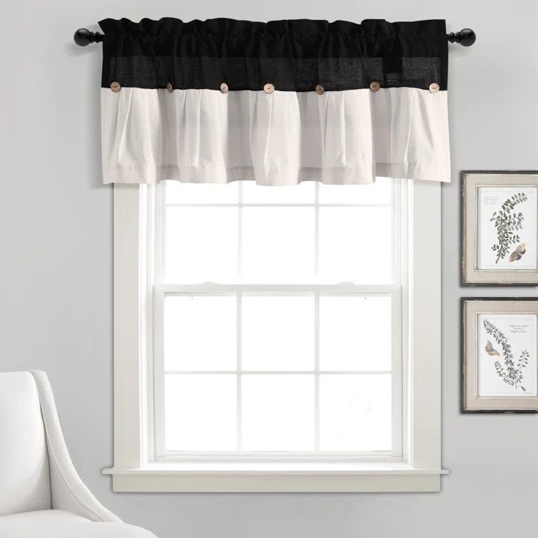 Lush Decor Linen Button Cotton Blend Tailored Window Valance